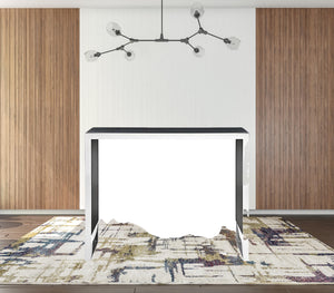 Homeroots 50" Black And Silver Rectangular High Top Bar Table   486016