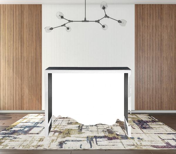 Homeroots 50" Black And Silver Rectangular High Top Bar Table   486016