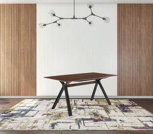 Homeroots 63" Walnut And Black Rectangular Dining Table   486017