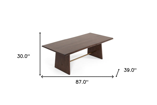 Homeroots 87" Dark Mango Rectangular Solid Wood Dining Table   486018
