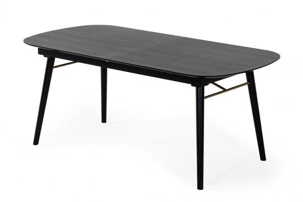 Homeroots 71" Black Rectangular Manufactured Wood Butterfly Leaf Dining Table   486019