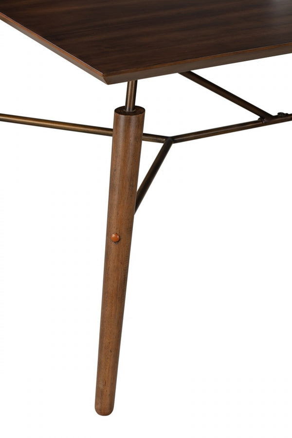 Homeroots 71" Brown Rectangular Manufactured Wood And Solid Wood Dining Table   486021