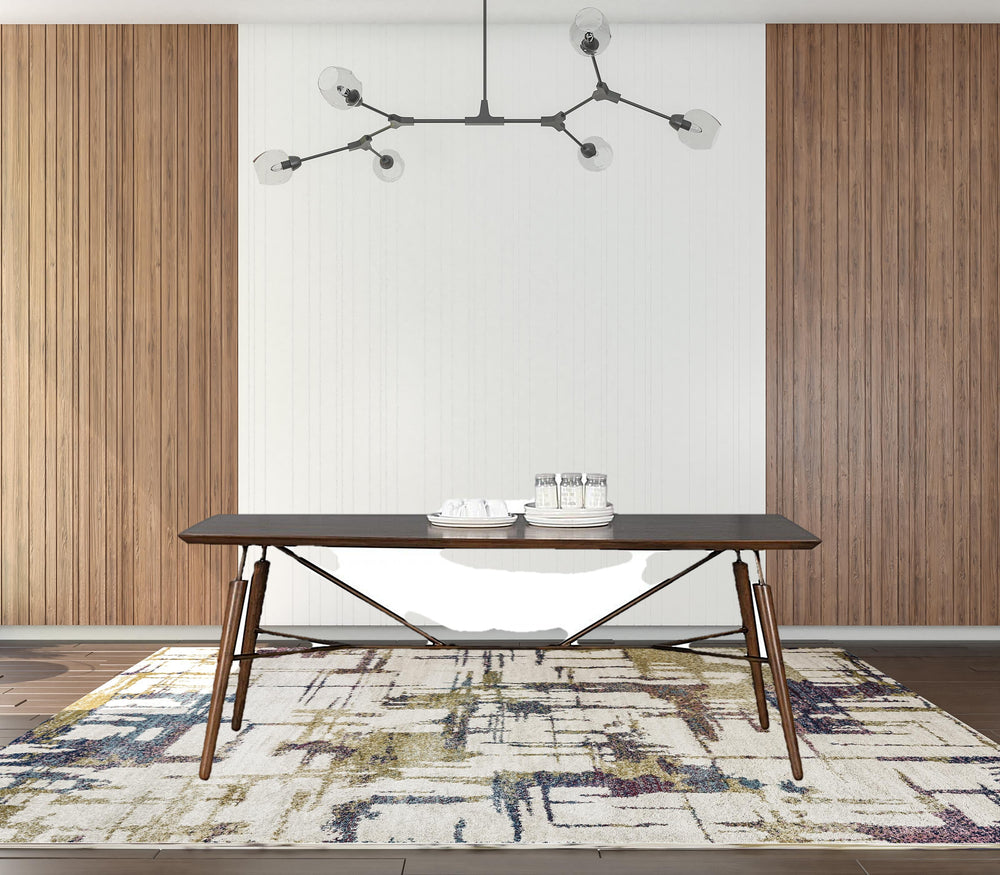 Homeroots 71" Brown Rectangular Manufactured Wood And Solid Wood Dining Table   486021