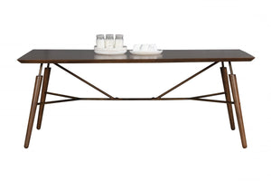 Homeroots 71" Brown Rectangular Manufactured Wood And Solid Wood Dining Table   486021