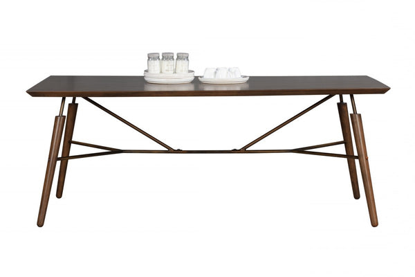 Homeroots 71" Brown Rectangular Manufactured Wood And Solid Wood Dining Table   486021