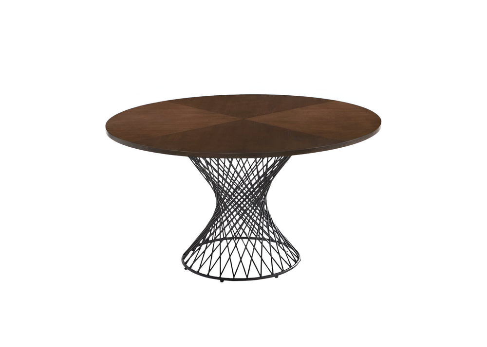 Homeroots 54" Brown And Black Rounded Solid Manufactured Wood And Iron Pedestal Base Dining Table   486026