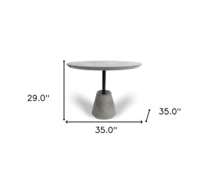 Homeroots 35" Grey Rounded Concrete And Iron Dining Table   486027