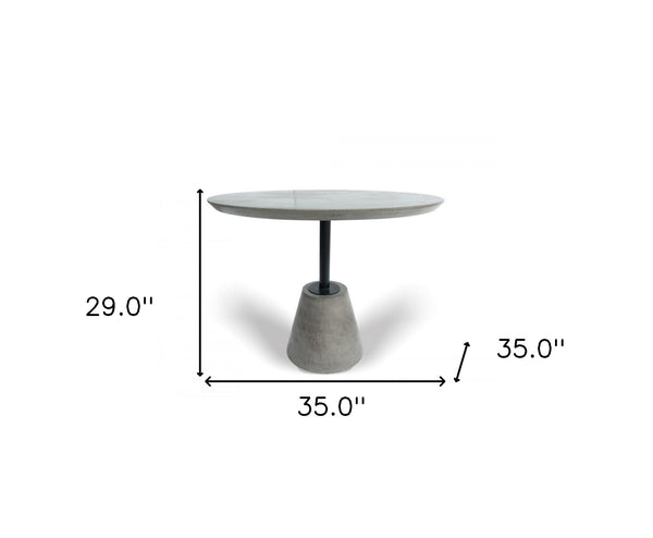 Homeroots 35" Grey Rounded Concrete And Iron Dining Table   486027