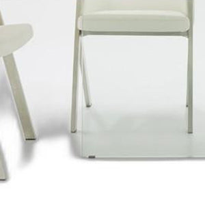 Homeroots 79" White And Clear Rectangular Manufactured Wood And Glass Dining Table   486030