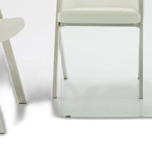 Homeroots 79" White And Clear Rectangular Manufactured Wood And Glass Dining Table   486030