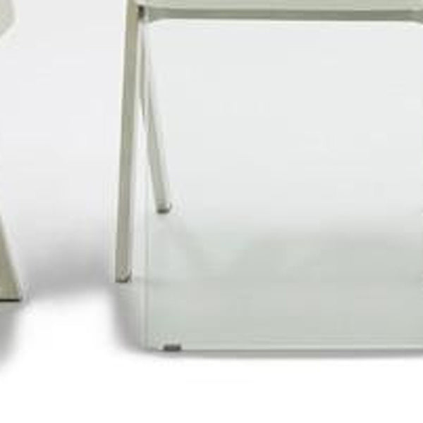 Homeroots 79" White And Clear Rectangular Manufactured Wood And Glass Dining Table   486030