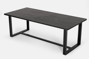 Homeroots 87" Black Rectangular Solid Manufactured Wood And Iron Dining Table   486034