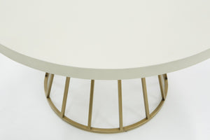Homeroots 51" White And Brass Rounded Concrete And Iron Dining Table   486035