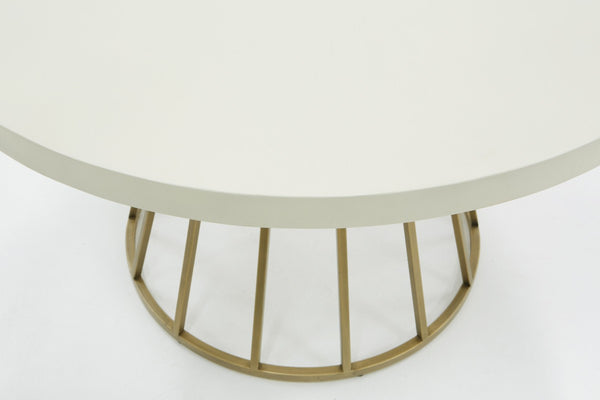 Homeroots 51" White And Brass Rounded Concrete And Iron Dining Table   486035