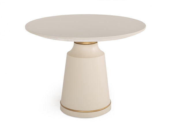 Homeroots 39" Off White And Off White And Brass Rounded Concrete Dining Table   486036