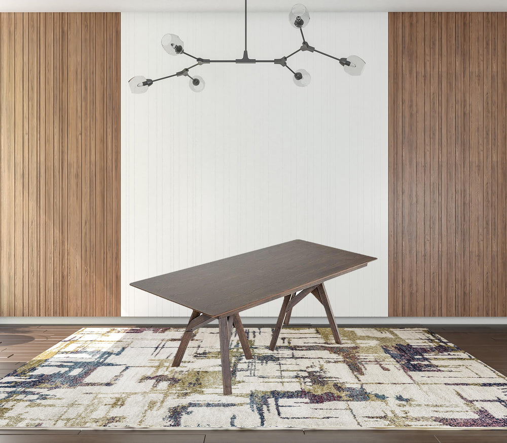 Homeroots 79" Dark Wenge Rectangular Solid Manufactured Wood And Solid Wood Dining Table   486037