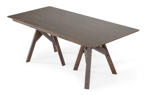 Homeroots 79" Dark Wenge Rectangular Solid Manufactured Wood And Solid Wood Dining Table   486037