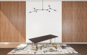 Homeroots 95" Dark Mango And Brass Rectangular Manufactured Wood And Iron Dining Table   486038