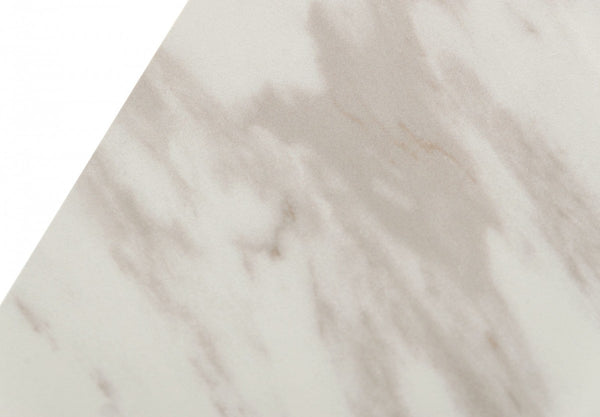 Homeroots 91" White And Brown Stone Trestle Base Dining Table   486041