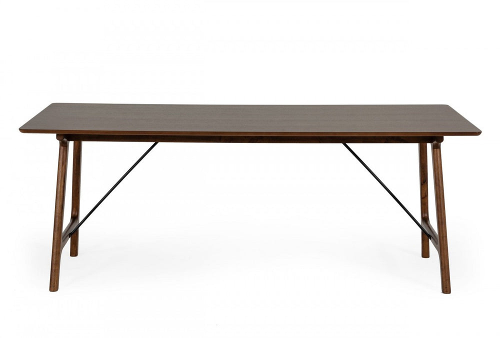 Homeroots 79" Walnut Rectangular Solid Manufactured Wood And Solid Wood Dining Table   486042