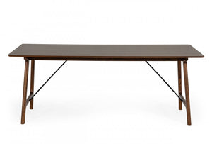 Homeroots 79" Walnut Rectangular Solid Manufactured Wood And Solid Wood Dining Table   486042