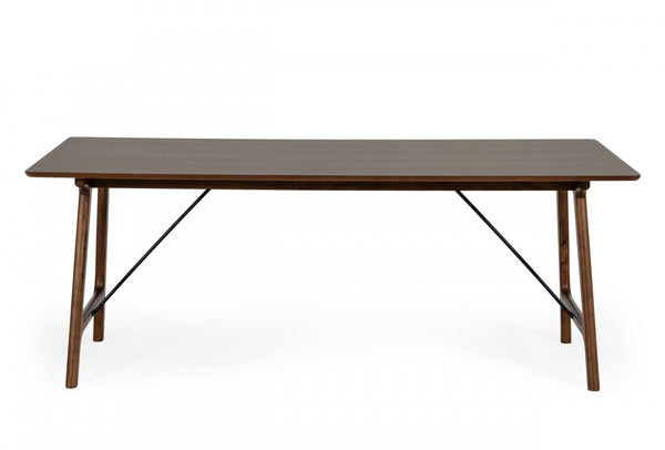 Homeroots 79" Walnut Rectangular Solid Manufactured Wood And Solid Wood Dining Table   486042