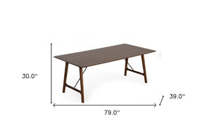Homeroots 79" Walnut Rectangular Solid Manufactured Wood And Solid Wood Dining Table   486042