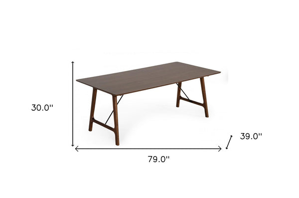 Homeroots 79" Walnut Rectangular Solid Manufactured Wood And Solid Wood Dining Table   486042