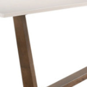 Homeroots 87" White And Walnut Rectangular Manufactured Wood And Solid Manufactured Wood Dining Table   486044