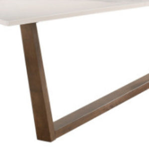 Homeroots 87" White And Walnut Rectangular Manufactured Wood And Solid Manufactured Wood Dining Table   486044