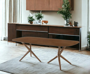 Homeroots 95" Brown Solid Manufactured Wood Dining Table   486045