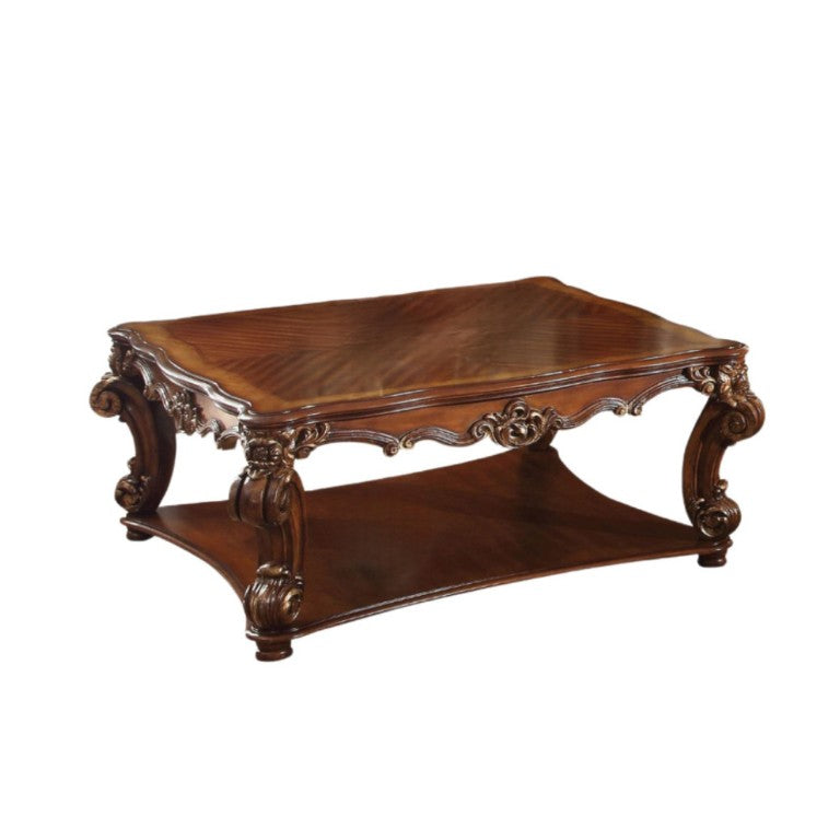 HomeRoots 50 Inch Solid Resin and Natural Hardwood Coffee Table for Modern Living Rooms 486046