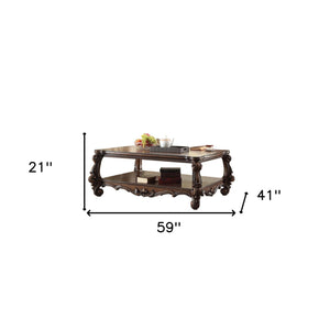 Homeroots 59" Cherry Oak Manufactured Wood Coffee Table With Storage   486047