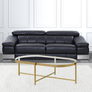 Homeroots 54" Gold And Clear Glass Oval Coffee Table   486051