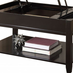 Homeroots 40" Black Manufactured Wood Lift Top Coffee Table With Storage   486054
