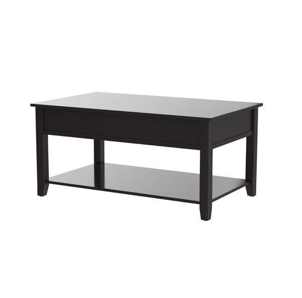 Homeroots 40" Black Manufactured Wood Lift Top Coffee Table With Storage   486054