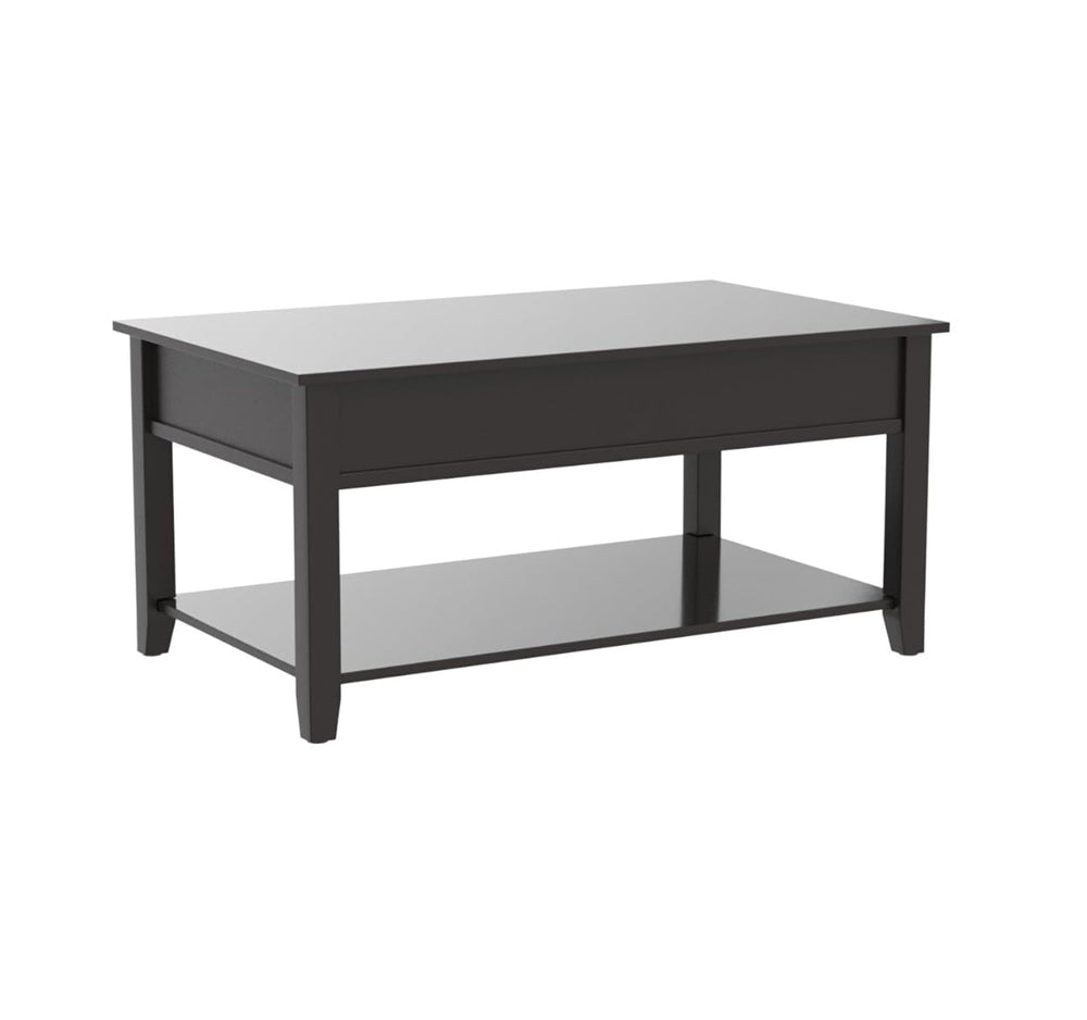 Homeroots 40" Black Manufactured Wood Lift Top Coffee Table With Storage   486054