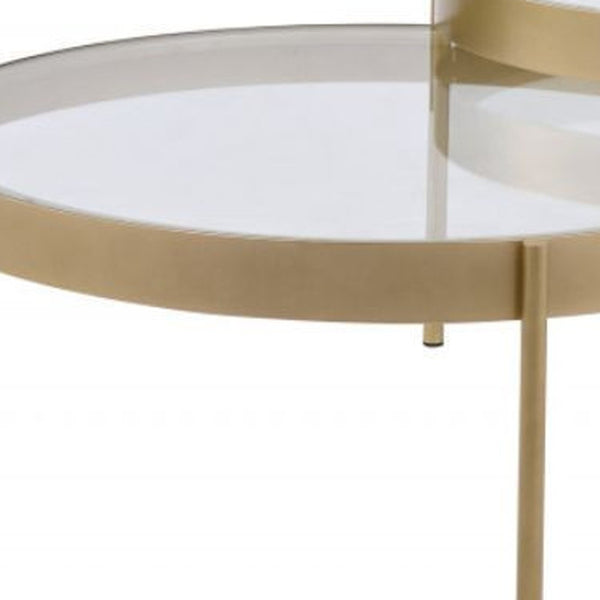 Homeroots 36" Clear And Gold Glass And Metal Round Nested Coffee Tables   486057