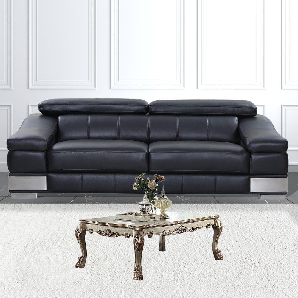 Homeroots 54" Bone And Gold Patina Manufactured Wood Rectangular Coffee Table   486059