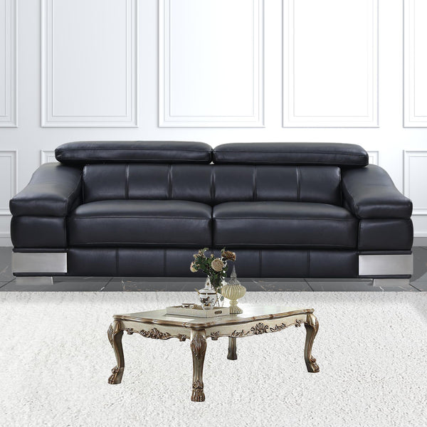 Homeroots 54" Bone And Gold Patina Manufactured Wood Rectangular Coffee Table   486059