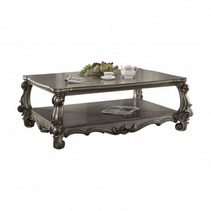Homeroots 59" Gray Polyresin Coffee Table With Shelf   486070