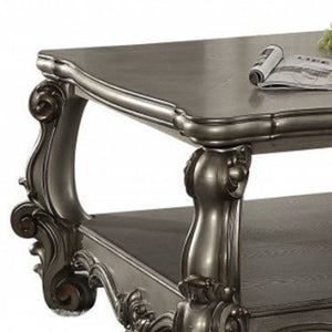 Homeroots 59" Gray Polyresin Coffee Table With Shelf   486070