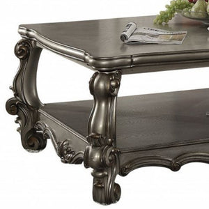 Homeroots 59" Gray Polyresin Coffee Table With Shelf   486070