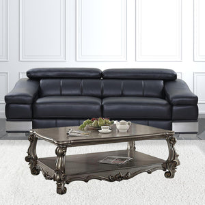 Homeroots 59" Gray Polyresin Coffee Table With Shelf   486070