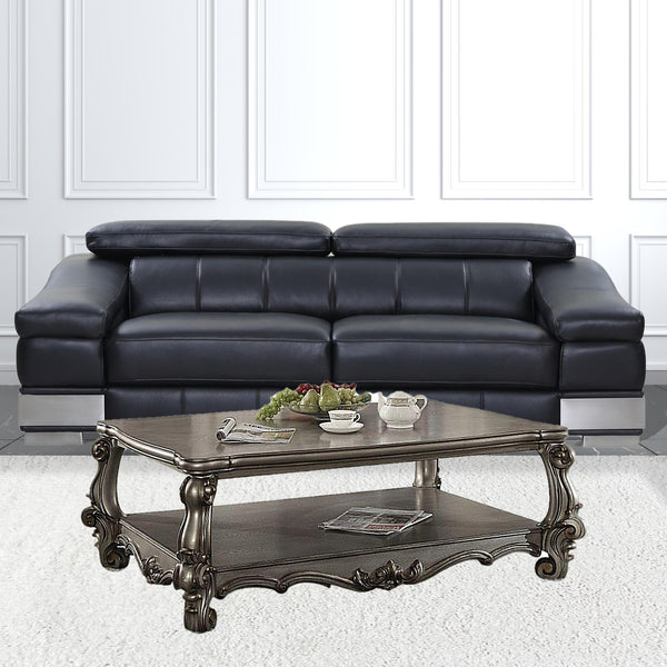 Homeroots 59" Gray Polyresin Coffee Table With Shelf   486070