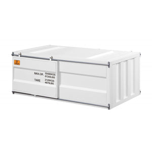 Homeroots 47" White Iron Cargo Container Style Coffee Table With Storage   486071