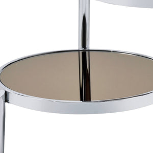 Homeroots 37" Chrome And Silver Mirrored Two Tier Round Mirrored Coffee Table   486073