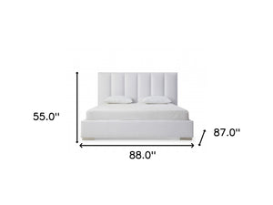 Homeroots King Size White Upholstered Velvet Bed Frame  Mdf 486077