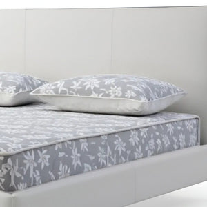 HomeRoots White King Bed Frame with Faux Leather Upholstery, USB Charging, and Modern Design for Your Bedroom 486083