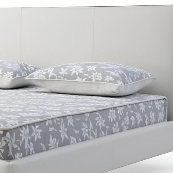 HomeRoots White King Bed Frame with Faux Leather Upholstery, USB Charging, and Modern Design for Your Bedroom 486083